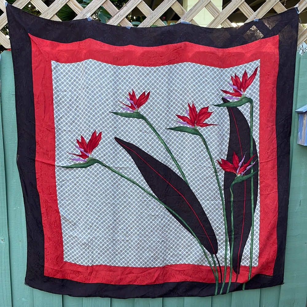 Very Valentino 100% Silk Twill Bird's of Paradise Scarf
